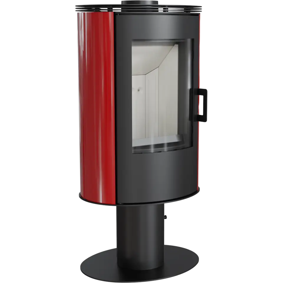 Кафельная печь-камин Kratki KOZA AB S/N/O/DR кафель красная (8,0 кВт ...