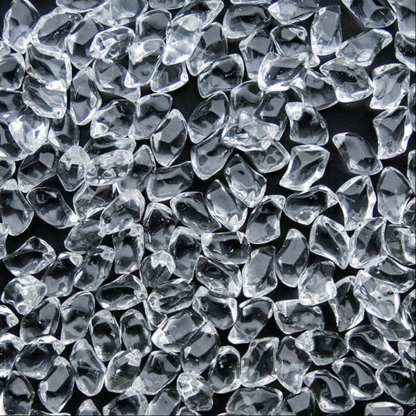 Декоративная галька FIRE GLASS - прозрачный кристалл Kratki