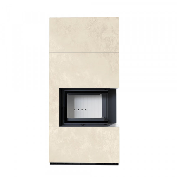 Камин Kratki FLOKI BOX правый 8 kW Ø 160  в корпусе с керамогранита OXIDE BIANCO