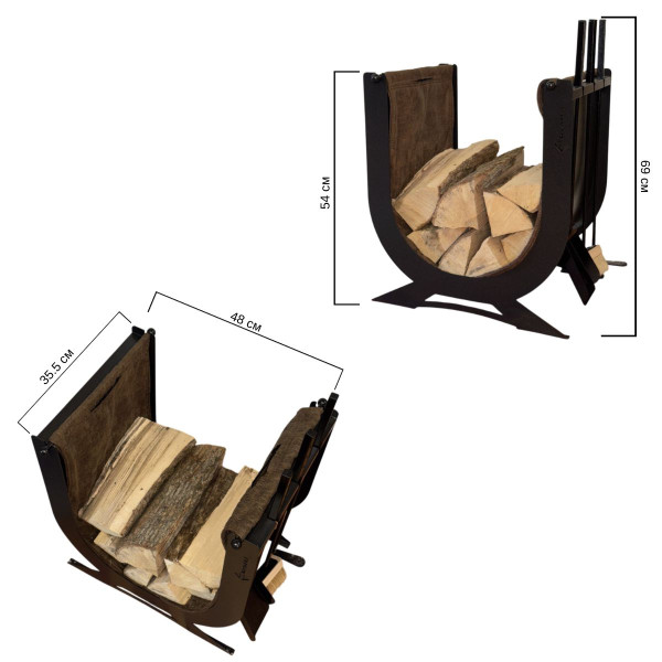 Набор для чистки и обслуживания камина FP-SET-LB с дровницей и мешком для дров Kratki