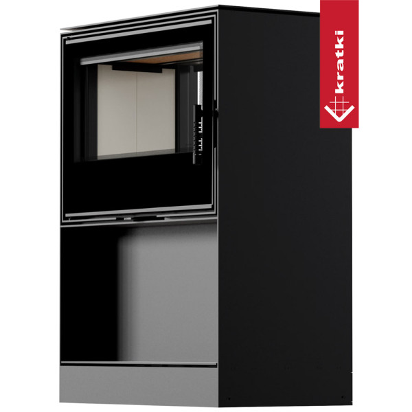 Стальная печь-камин Kratki KARI 80 тоннель со встроенной нишей для дров Ø 180 (12 кВт)