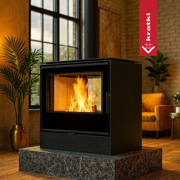 Стальная печь-камин Kratki KARI 80 тунель Ø 180  (12 кВт)