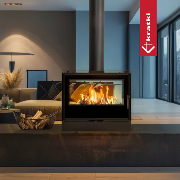 Стальная печь-камин Kratki KARI 80 тунель Ø 180  (12 кВт)