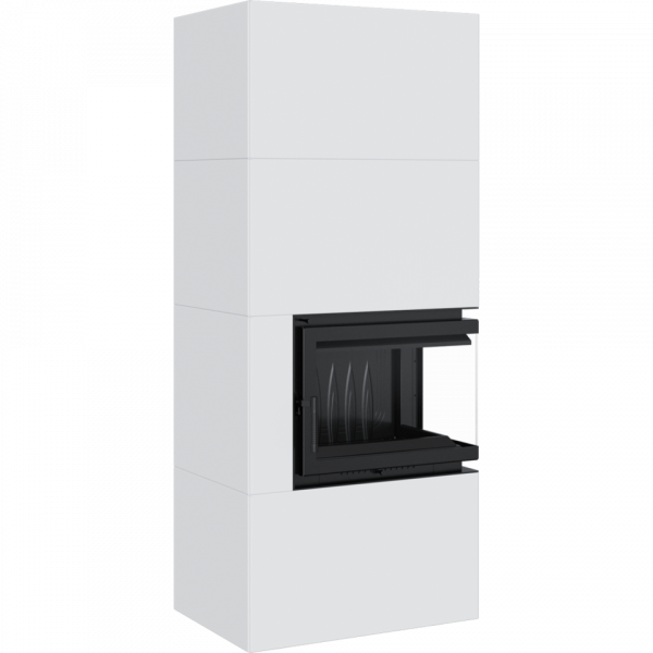 Камин Kratki SIMPLE 12 BS правая в корпусе BOX стальной - белый